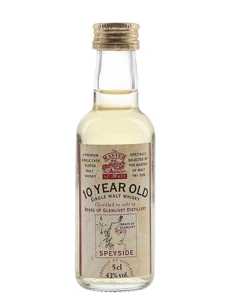 Braes Of Glenlivet 1987 10 Year Old Bottled 1990s - The Master Of Malt 5cl / 43%