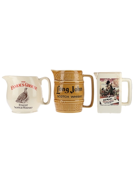 Long John, Dewar's & Famous Grouse Ceramic Water Jugs West Highland Pottery Co. Ltd, Trent Memorabilia & Wade PDM 