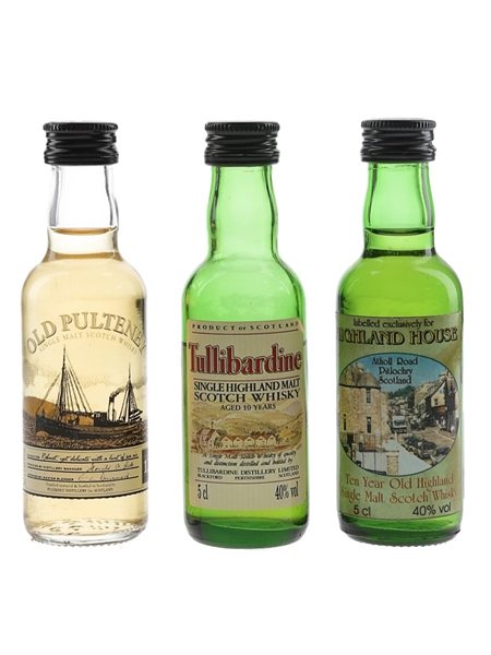 Highland House 10, Tullibardine & Old Pulteney 12 Single Malt Scotch Whisky  3 x 5cl / 40%