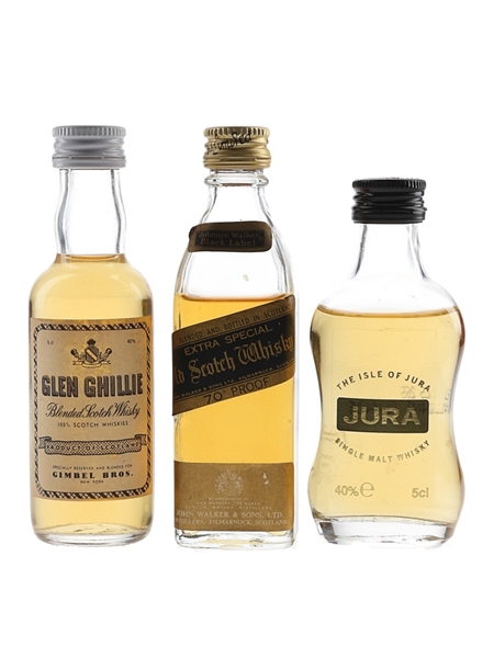 Glen Ghillie, Johnnie Walker Black Label & Jura  3 x 5cl / 40%