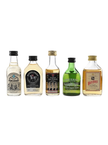 Glen Grant 5 Year Old, Seagram's 100 Piers, Scots Grey, Tobermory & White Horse Bottled 1970s-1990s 5 x 5cl / 40%