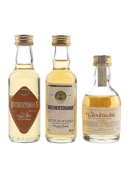 Auchentoshan 10 Year Old & Glenkinchie 10 Year Old Bottled 1980s-1990s 3 x 5cl