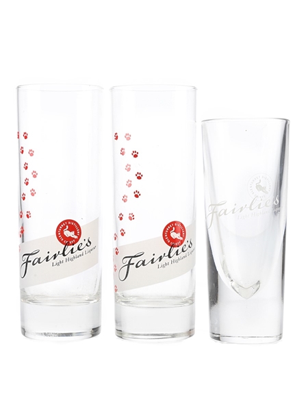 Glenturret Distillery Fairlie's Light Highland Liqueur Highball Glasses  3 x 14-16cm