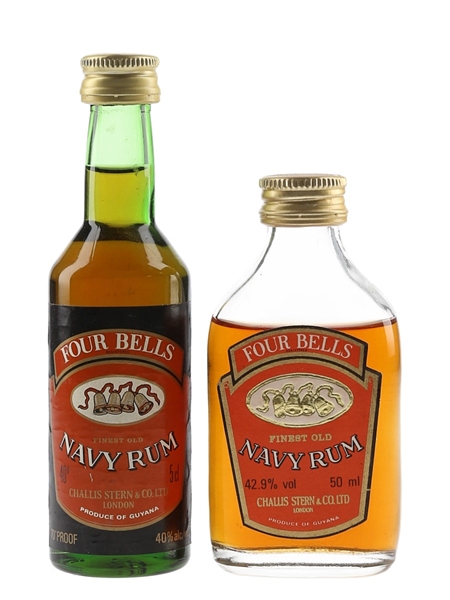 Four Bells Navy Rum Bottled 1980s 2 x 5cl