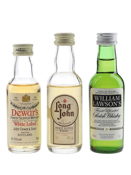 Assorted Blended Scotch Whisky Dewar's, Long John & William Lawson's 3 x 5cl