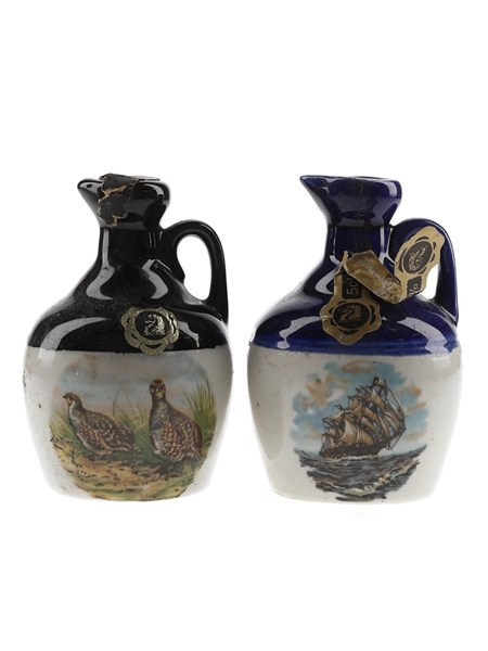 Rutherford's Ceramic Decanters Bottled 1980s 2 x 5cl / 40%