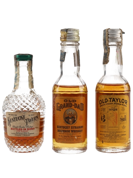 Old Grand Dad, Kentucky Tavern & Old Taylor Bottled 1970s 3 x 4.7cl-5cl / 43%