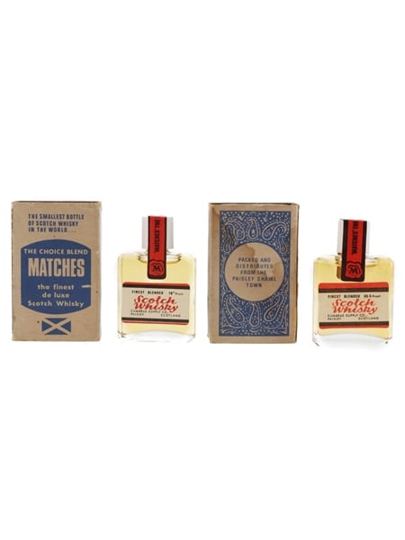 Matches Finest Blended Scotch Whisky Bottled 1970s - The World's Smallest Bottle Of Scotch Whisky 2 x 1cl / 40%