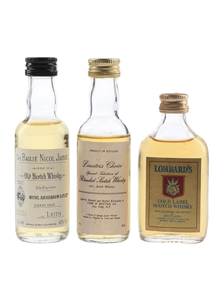 Bailie Nicol Jarvie, Director's Choice & Lombard's Gold Label Bottled 1970s-1980s 3 x 5cl / 40%