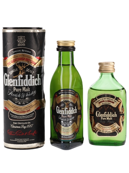 Glenfiddich 8 Year Old & Special Old Reserve Pure Malt Bottled 1970s & 1980s 2 x 4.7cl-5cl