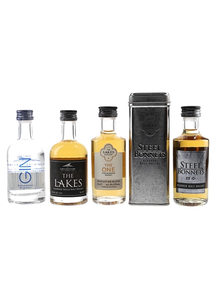 Lakes Distillery Assorted Miniatures Steel Bonnets, Founders Single Malt, Signature Blend & Gin 4 x 5cl