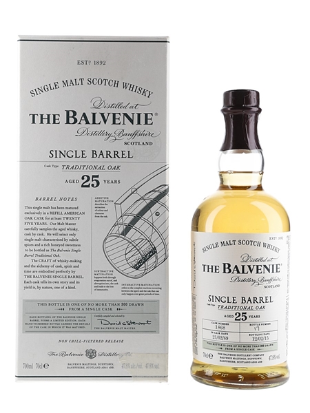 Balvenie 1989 25 Year Old Single Barrel 1868 Bottled 2015 70cl / 47.8%