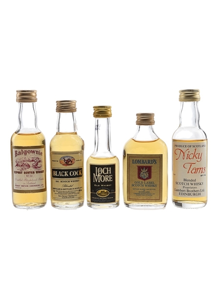 Balgownie, Black Cock, Loch More & Nicky Tams Bottled 1980s-2000s 5 x 3cl-5cl / 40%