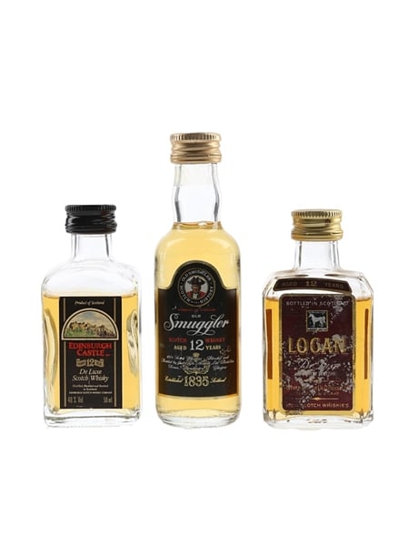 Edinburgh Castle 12 Year Old, Logan 12 Year old & Old Smuggler 12 Year Old Bottled 1980s-1990s 3 x 5cl / 40%