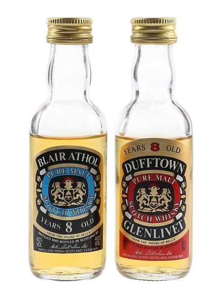 Blair Athol 8 Year Old & Dufftown 8 Year Old Bottled 1980s 2 x 5cl / 40%