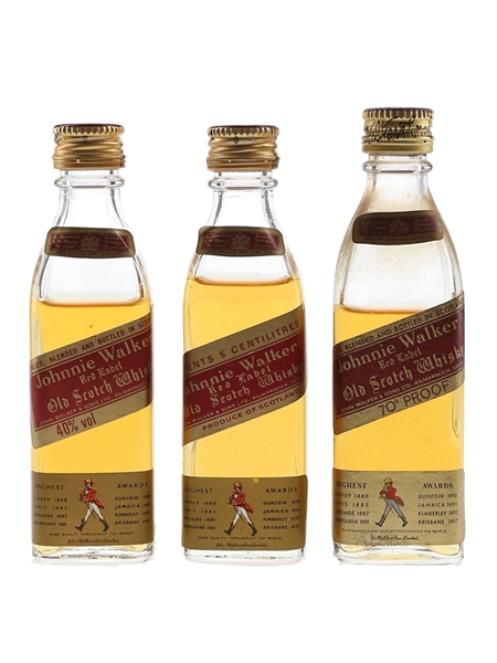 Johnnie Walker Red Label Bottled 1970s & 1980s 3 x 5cl / 40%