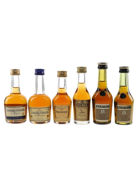 Courvoisier VS, Hennessy VS, Hine Signature & Martell VS 3 Star Bottled 1980s-1990s 6 x 3cl-5cl / 40%