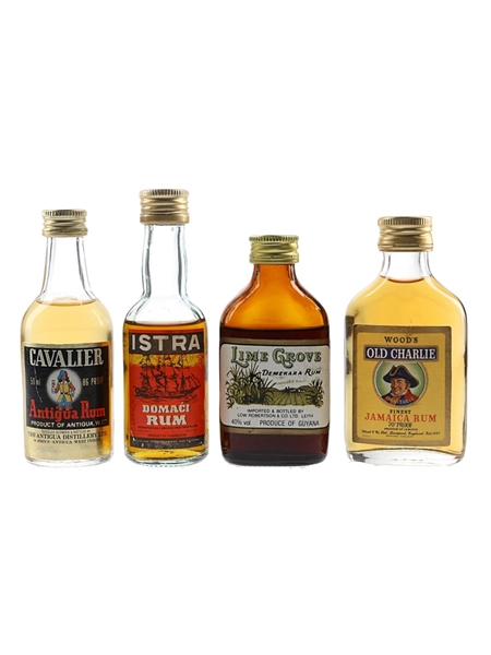 Cavalier, Istra, Lime Grove & Old Charlie Bottled 1970s-1980s 4 x 5cl