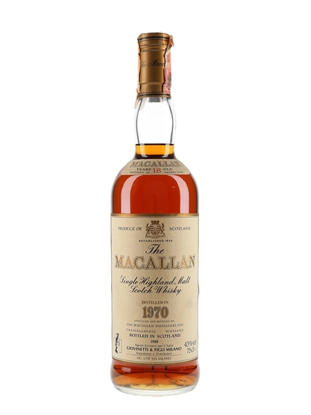 Macallan 1970 18 Year Old Bottled 1988 - Giovinetti 75cl / 43%