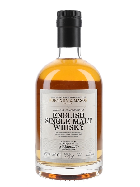 Cotswolds Distillery Single Cask English Single Malt Bottled 2018 - Fortnum & Mason 70cl / 46%