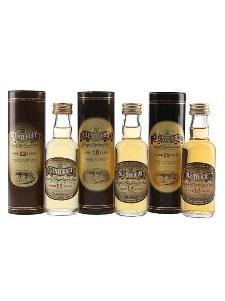 Glenturret 12, 15 & 18 Year Old Bottled 1990s 3 x 5cl / 40%