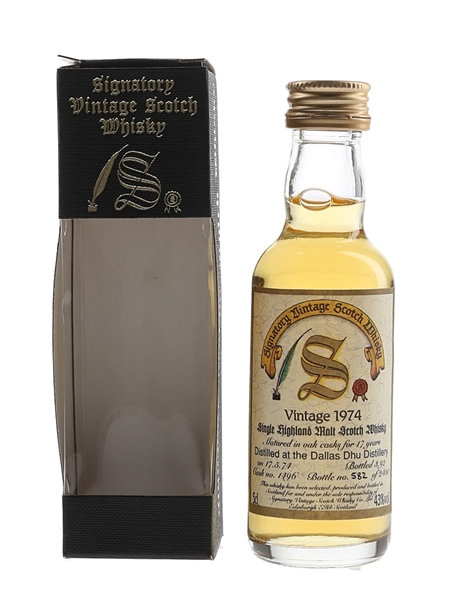 Dallas Dhu 1974 17 Year Old Cask 1496 Bottled 1992 - Signatory Vintage 5cl / 43%