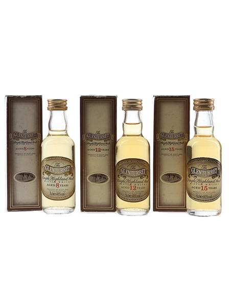 Glenturret 8, 12 & 15 Year Old Bottled 1990s 3 x 5cl / 40%