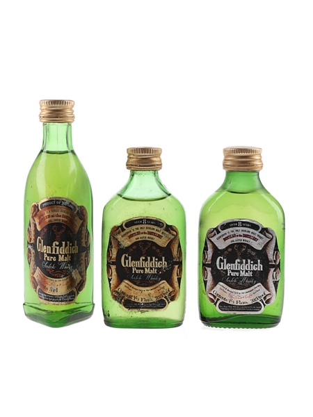 Glenfiddich Pure Malt Bottled 1980s 3 x 4.7cl-5cl / 40%