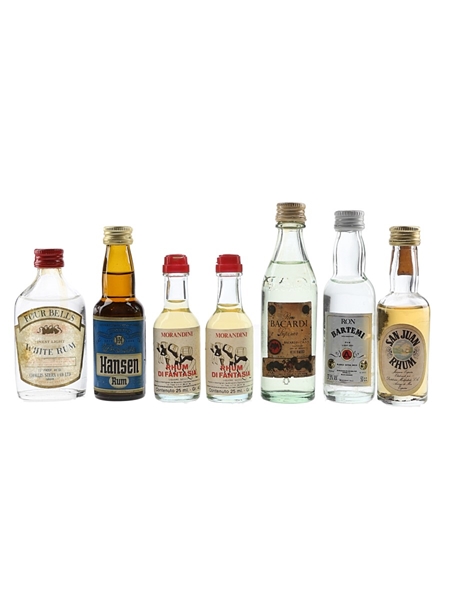 Bacardi, Bartemi, Four Bells, Hansen, San Juan & Rhum Di Fantasia Bottled 1970s-1980s 7 x 2.5cl-5cl