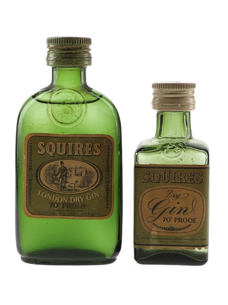 Squires London Dry Gin Bottled 1970s 2 x 5cl / 40%