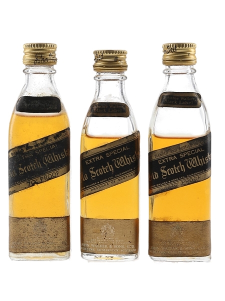 Johnnie Walker Black Label Bottled 1970s-1980s 3 x 5cl / 40%