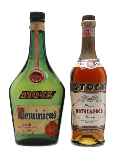 Stock Dominicus & Royalstock Brandy Bottled 1950s & 1970s 100cl & 75cl