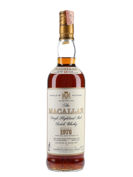 Macallan 1978 18 Year Old Bottled 1996 - Giovinetti 70cl / 43%