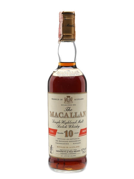 Macallan 10 Year Old Full Proof Bottled 1980s - Giovinetti 75cl / 57%