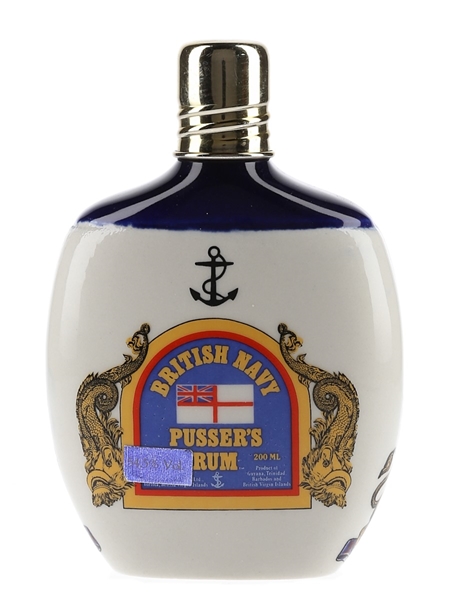 Pusser's Navy Rum Ceramic Hip Flask Bottled 1970s-1980s 20cl / 54.5%