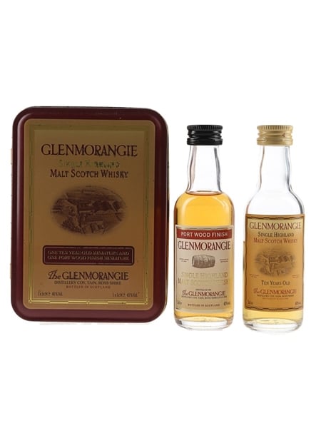 Glenmorangie Port Wood Finish & 10 Year Old Set Bottled 1990s 2 x 5cl