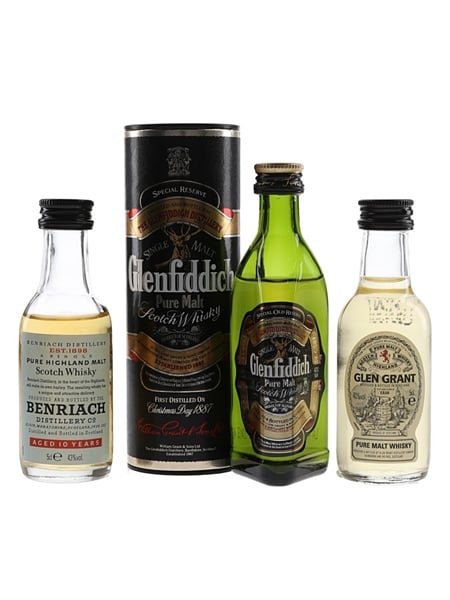 Benriach 10 Year Old, Glen Grant & Glenfiddich Pure Malt  3 x 5cl