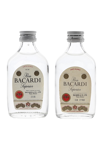 Bacardi Carta Blanca Superior Bottled 1970s & 1980s 2 x 5cl / 40%