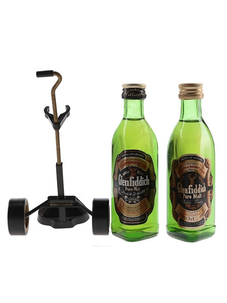 Glenfiddich Pure Malt Bottled 1980s - Golf Trolley 2 x 5cl / 40%