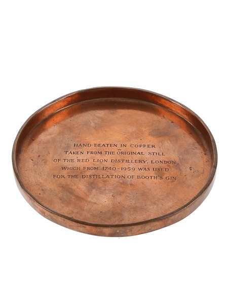 Booth's Copper Desk Tidy Or Pin Tray Red Lion Distillery 13cm Diameter