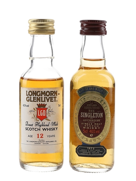 Auchroisk 1975 & Longmorn Glenlivet 12 Year Old Bottled 1980s - Gordon & MacPhail 2 x 5cl / 40%