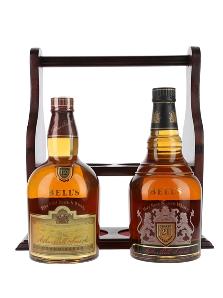 Bell's Tantalus Wooden Presentation Stand 12 Year Old & 21 Year Old - Bottled 1980s 2 x 75cl / 40%