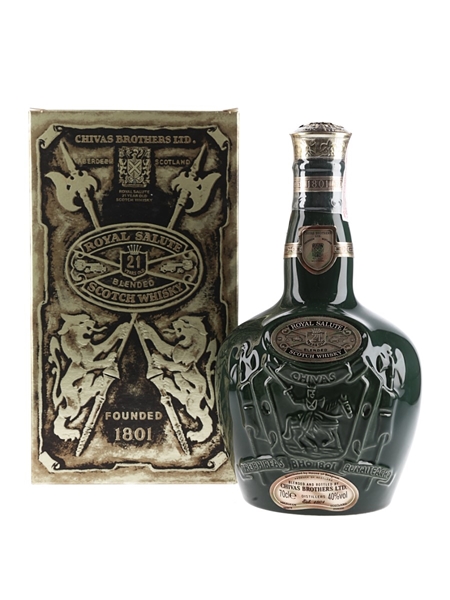 Royal Salute 21 Year Old Bottled 1990s - 2000s - Green Wade Ceramic Decanter 70cl / 40%