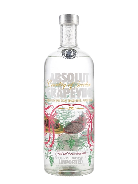 Absolut Grapevine White Grape, Dragon Fruit & Papaya Flavour 100cl / 40%