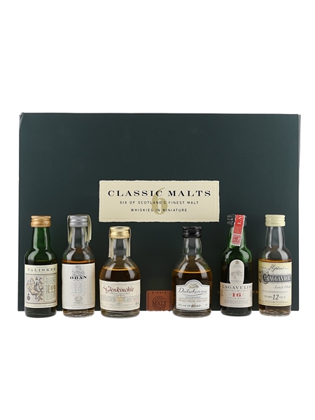 Classic Malts Of Scotland Miniatures Set Talisker, Oban, Glenkinchie, Dalwhinnie, Lagavulin (White Horse Distillers) & Cragganmore 6 x 5cl