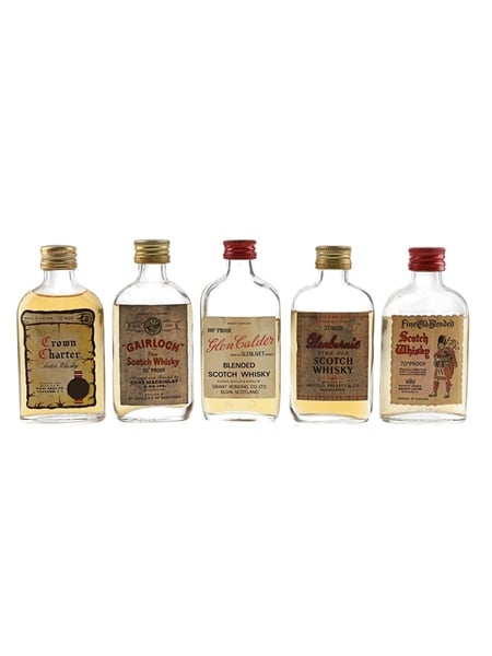 Gairloch, Glenburnie, Crown Charter, Fine Old Blended & Glen Calder Bottled 1970s-1980s 5 x 5cl