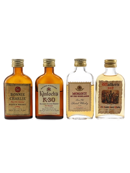 Bonnie Charlie, Kinloch's K-30, The Monarch & Walker's 167 Bottled 1960s-1970s 4 x 5cl / 40%