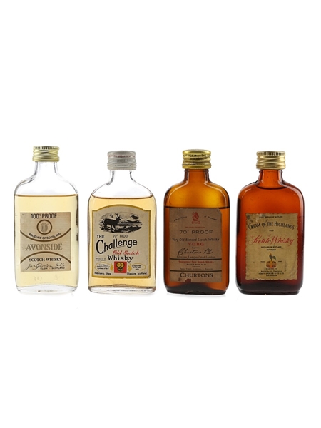 Avonside 100 Proof, The Challenge, Cream Of The Highlands & V.O.B.G. Bottled 1970s-1980s 4 X 5cl