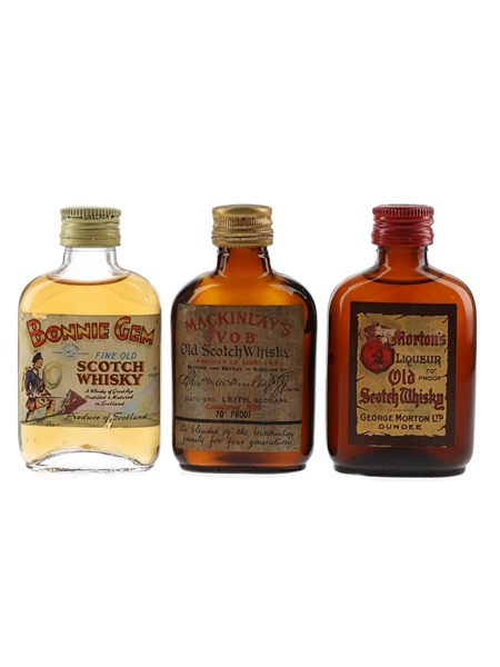 Bonnie Gem, Mackinlay's V.O.B. & Morton's Liqueur Bottled 1960s 3 x 5cl / 40%