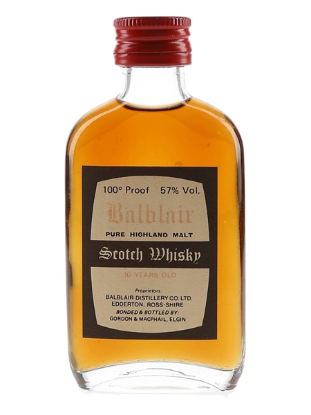 Balblair 10 Year Old 100 Proof Bottled 1980s - Gordon & MacPhail 5cl / 57%